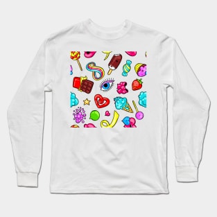 Cute candy fun pattern lilac Long Sleeve T-Shirt